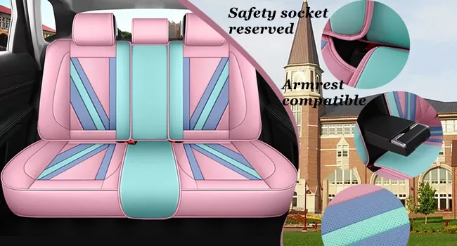 multi-color rear car seat cover with center armrest access